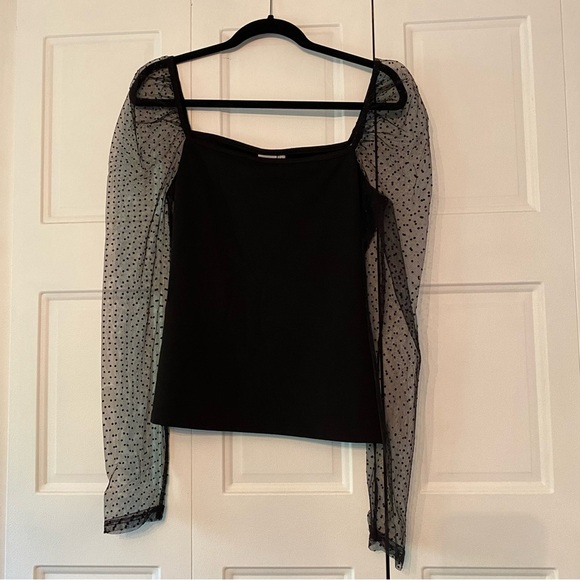 Ichi blouse mesh dot puff sleeve - Picture 3 of 10